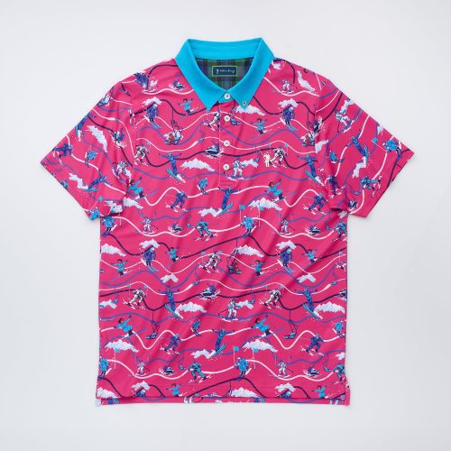 Moguls Not Mulligans Pink Mens Polo Layflat