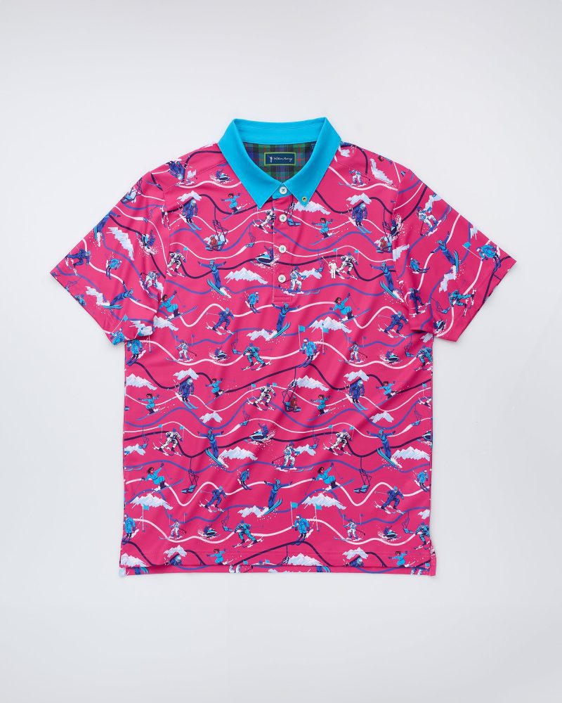 Moguls Not Mulligans Pink Mens Polo Layflat