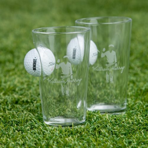 WMG Accessories GolfBallPintGlassSet Clear Unisex LayFlat Front2 Turf