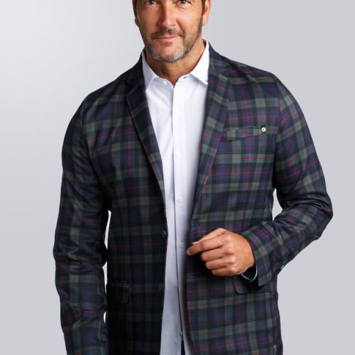 WMG Outerwear Blazer Tartan Mens On Figure Front1 Studio