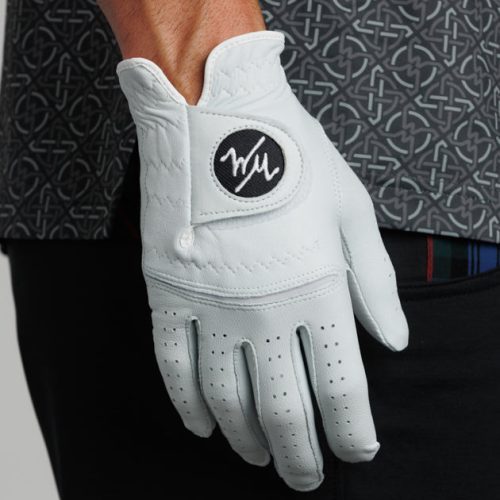 WilliamMurrayGolf Mens GolfAccessories WMContourGolfGlove 001 198 049 WhiteBlackWhite OnFigure Front