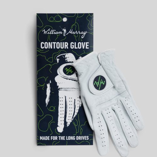 WilliamMurrayGolf Mens GolfAccessories WMContourGolfGlove 001 198 049 WhiteNavyGreen LayFlat Front