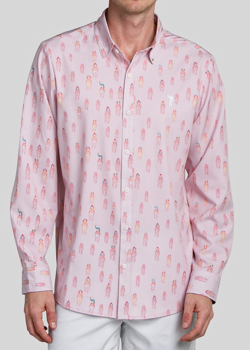 WilliamMurrayGolf Mens LSButtonDown AndTheyreOff 257 163 002 Pink On Figure Front