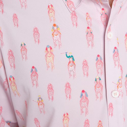 WilliamMurrayGolf Mens LSButtonDown AndTheyreOff 257 163 002 Pink On Figure Print Detail