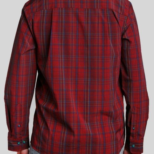 WilliamMurrayGolf Mens LSButtonDown Irreverent 002 163 006 RedTartan On Figure Back