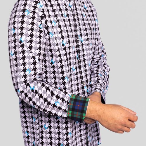 WilliamMurrayGolf Mens LSButtonDown WMHoundstooth 344 163 004 White On Figure Action