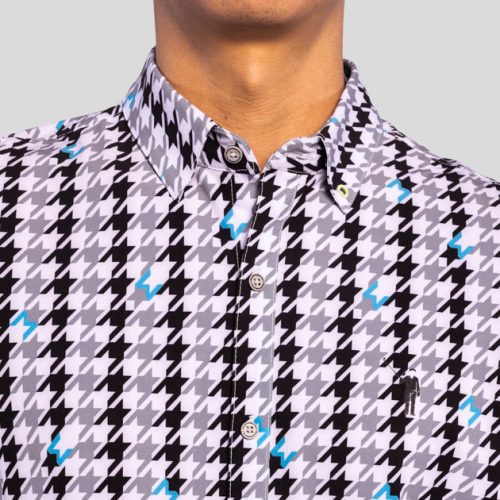 WilliamMurrayGolf Mens LSButtonDown WMHoundstooth 344 163 004 White On Figure Chest