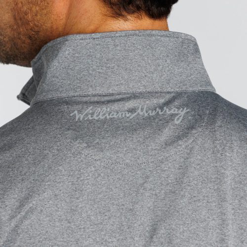 WilliamMurrayGolf Mens Outerwear ChipShotPullover 001 129 001 HeatherGrey On Figure Script