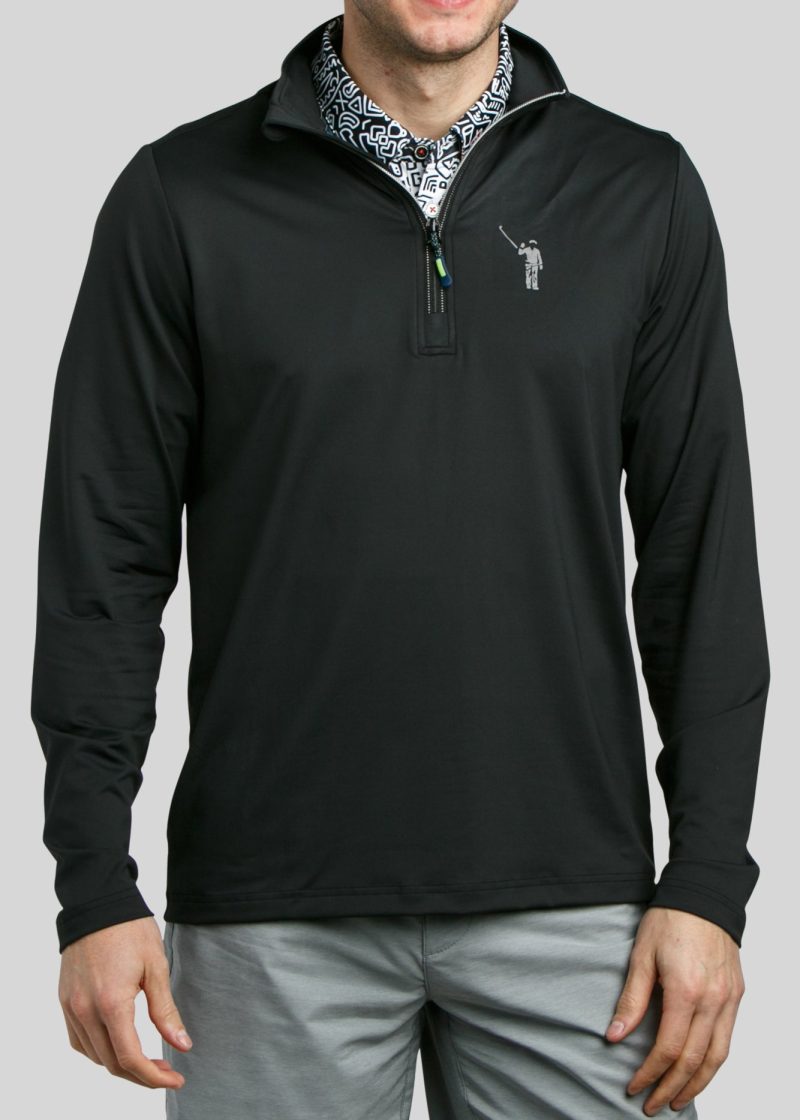 WilliamMurrayGolf Mens Outerwear ChipShotPullover 001 129 003 Black On Figure Front