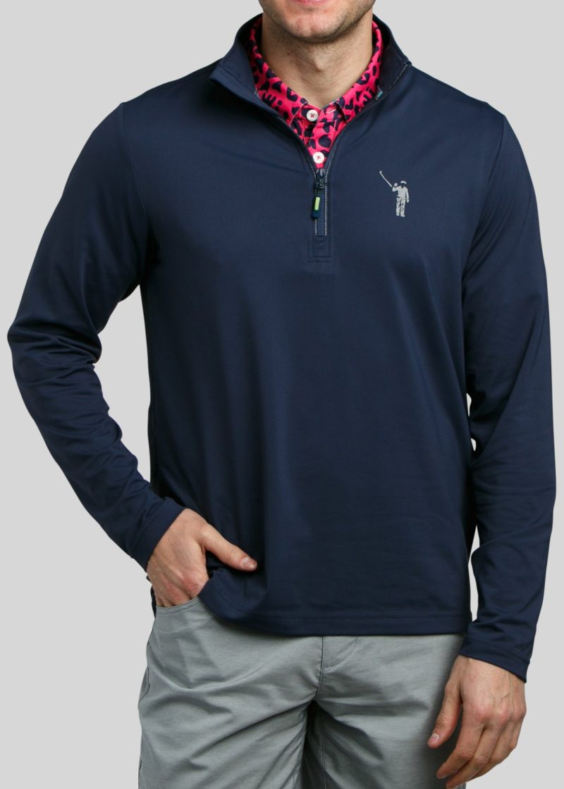 WilliamMurrayGolf Mens Outerwear ChipShotPullover 001 129 003 Navy On Figure Front