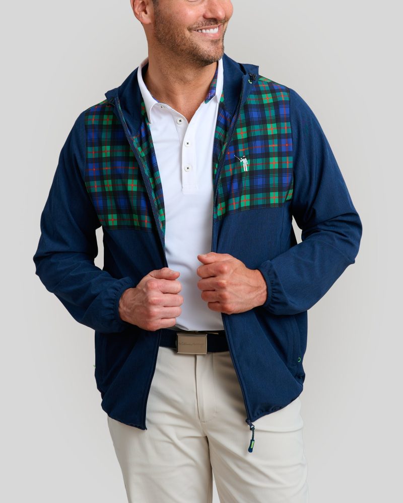 WilliamMurrayGolf Mens Outerwear StowAwayJacket 002 182 002 Tartan On Figure Front2