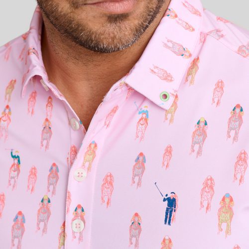 WilliamMurrayGolf Mens Polo AndThey reOff 257 101 103 Pink On Figure Chest min