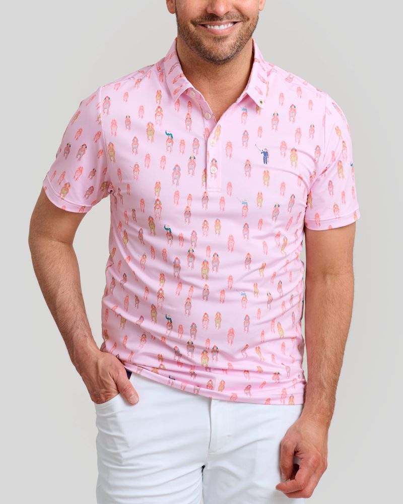 WilliamMurrayGolf Mens Polo AndThey reOff 257 101 103 Pink On Figure Front min