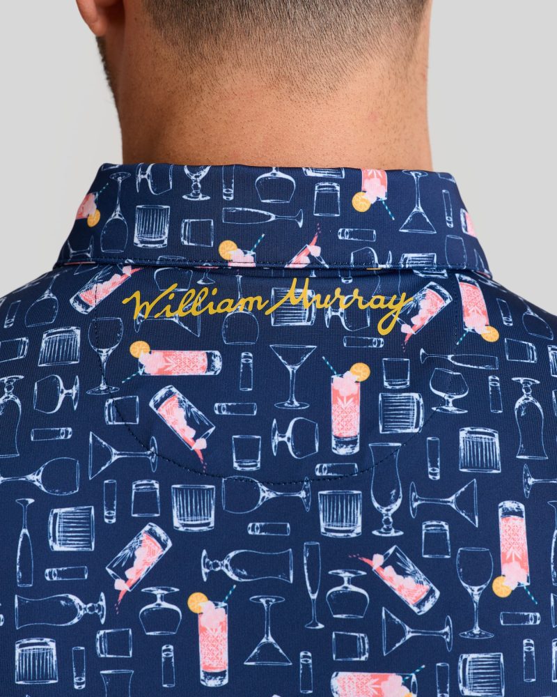 WilliamMurrayGolf Mens Polo AzaleaCocktail 367 101 103 Navy On Figure Script min