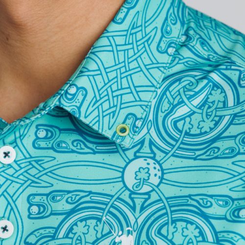 WilliamMurrayGolf Mens Polo CelticKnot 308 101 103 Aqua On Figure Eyelet