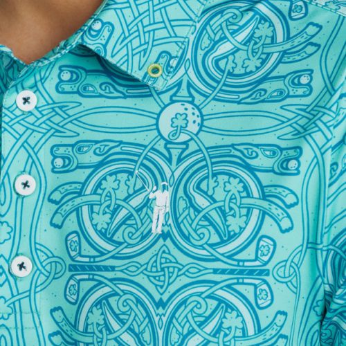 WilliamMurrayGolf Mens Polo CelticKnot 308 101 103 Aqua On Figure Icon