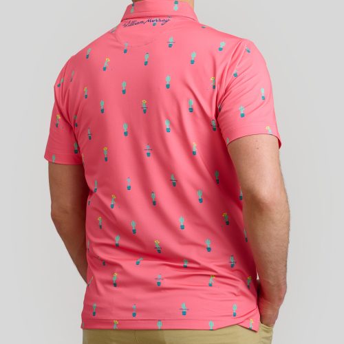 WilliamMurrayGolf Mens Polo FreeHugs 016 101 103 Coral On Figure Back