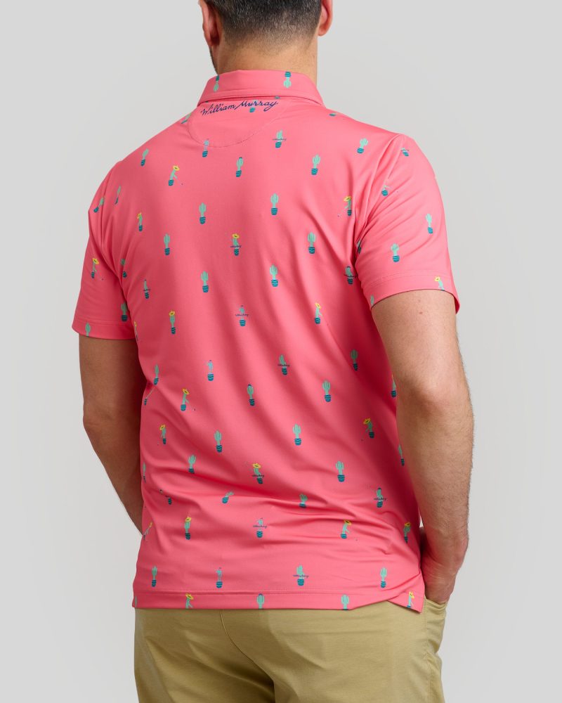 WilliamMurrayGolf Mens Polo FreeHugs 016 101 103 Coral On Figure Back