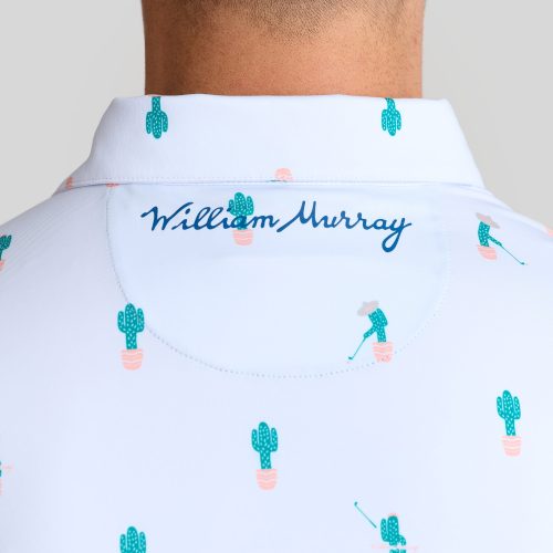 WilliamMurrayGolf Mens Polo FreeHugs 016 101 103 White On Figure Script