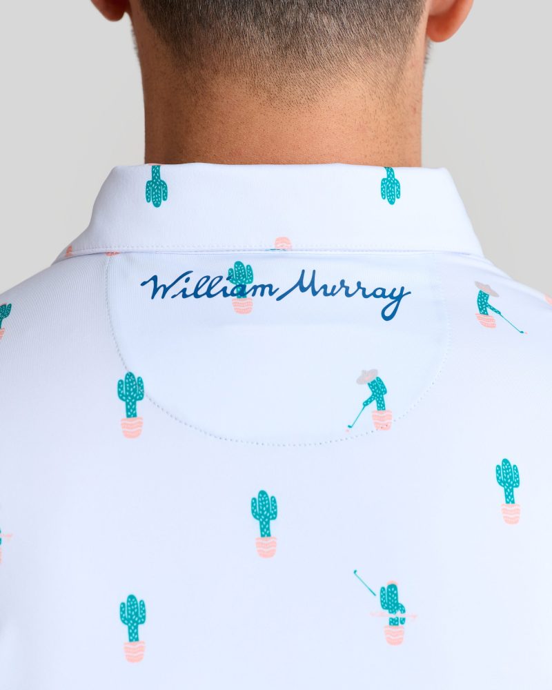 WilliamMurrayGolf Mens Polo FreeHugs 016 101 103 White On Figure Script