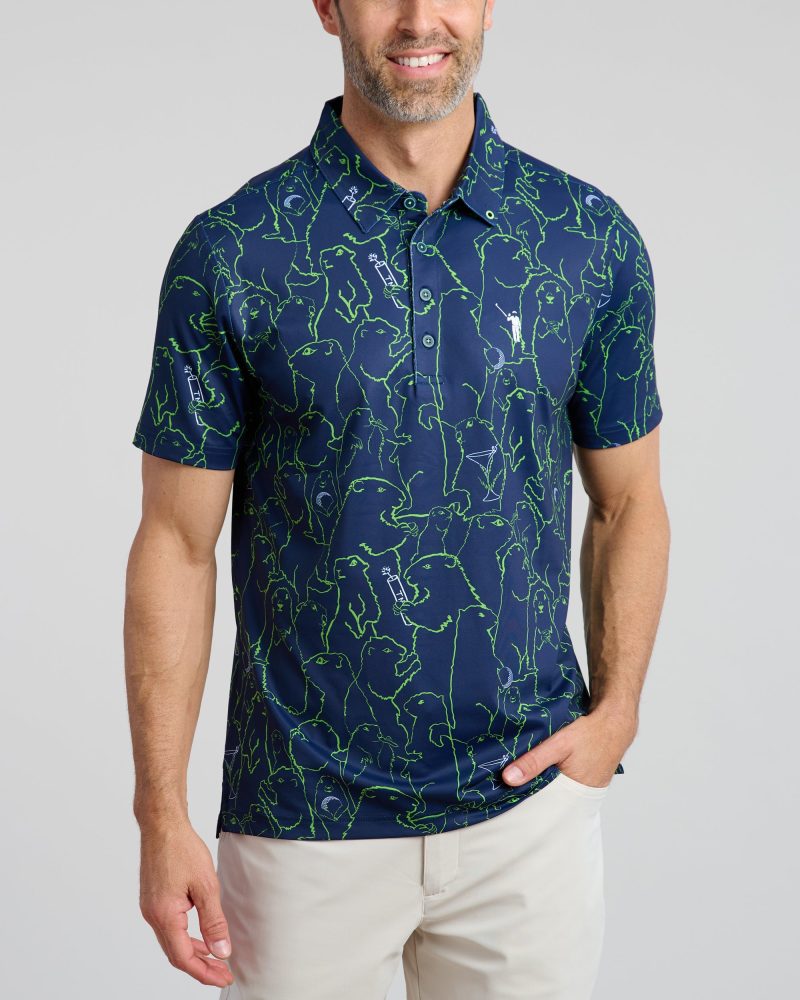 WilliamMurrayGolf Mens Polo GopherAllOver 307 101 103 Navy On Figure Front