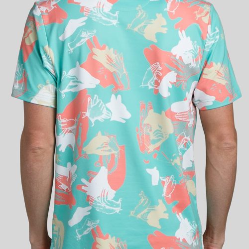 WilliamMurrayGolf Mens Polo HappyHandsClub 254 101 003 Seafoam On Figure Back