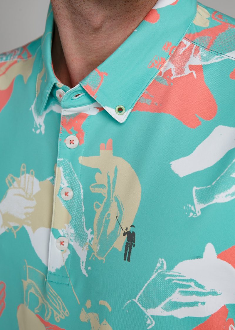 WilliamMurrayGolf Mens Polo HappyHandsClub 254 101 003 Seafoam On Figure Icon