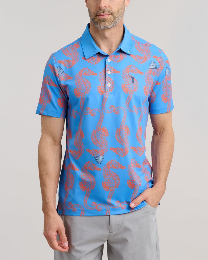 WilliamMurrayGolf Mens Polo HorsinAround 368 101 003 CBlue On Figure Front