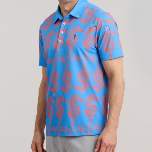 WilliamMurrayGolf Mens Polo HorsinAround 368 101 003 CBlue On Figure Front2