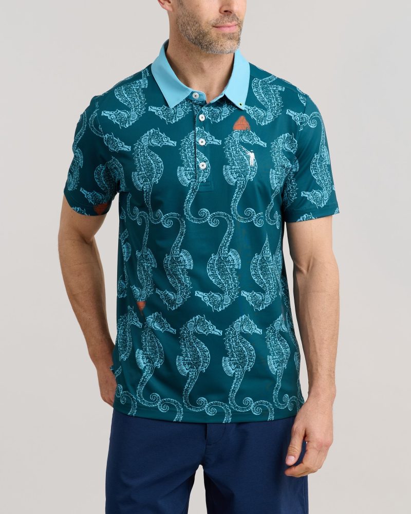 WilliamMurrayGolf Mens Polo HorsinAround 368 101 003 DarkTeal On Figure Front