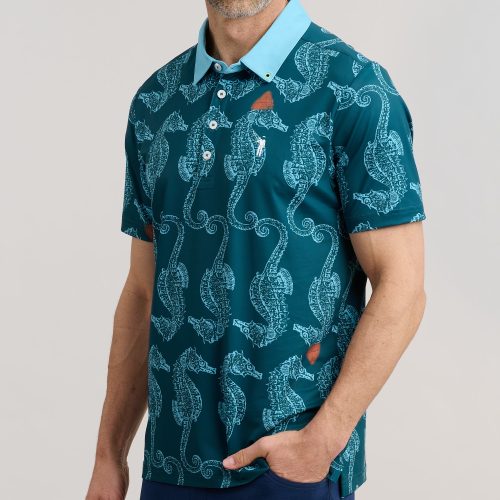 WilliamMurrayGolf Mens Polo HorsinAround 368 101 003 DarkTeal On Figure Front2