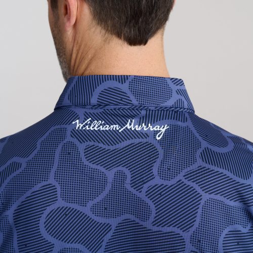 WilliamMurrayGolf Mens Polo InTheWeeds 185 101 103 Navy On Figure Script