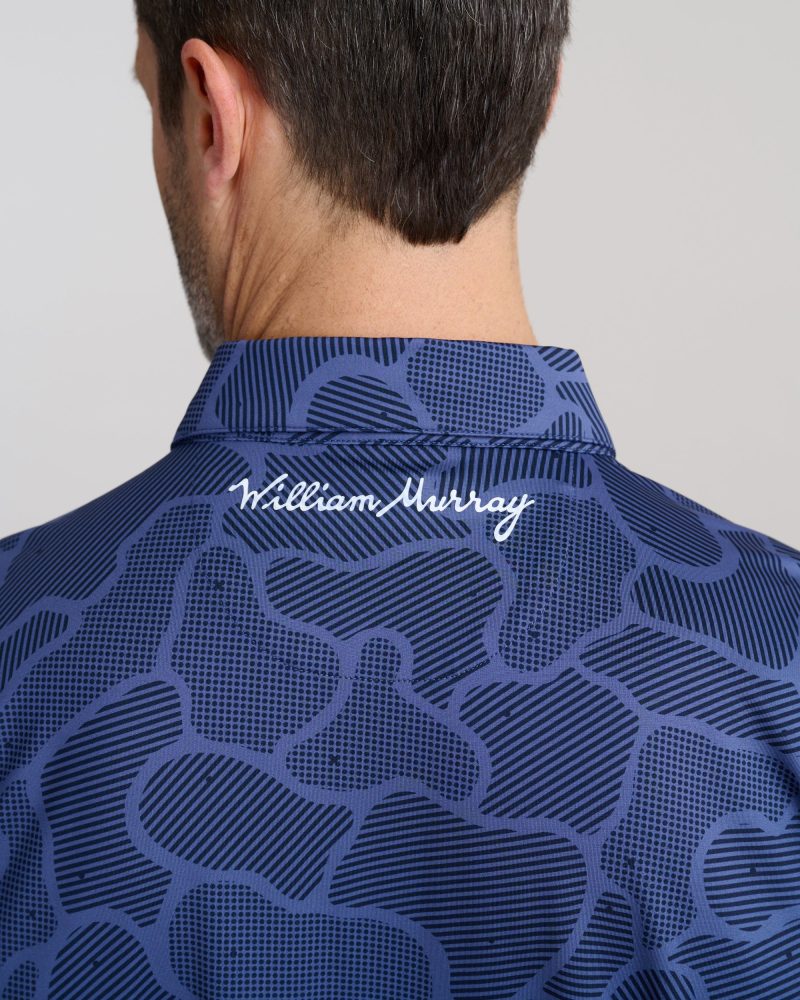 WilliamMurrayGolf Mens Polo InTheWeeds 185 101 103 Navy On Figure Script