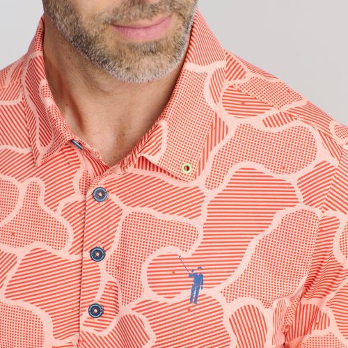 WilliamMurrayGolf Mens Polo InTheWeeds 185 101 103 Orange On Figure Chest