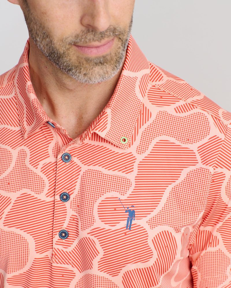 WilliamMurrayGolf Mens Polo InTheWeeds 185 101 103 Orange On Figure Chest