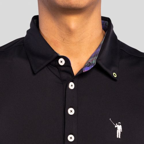 WilliamMurrayGolf Mens Polo MurrayClassicLS 001 108 003 Black On Figure Chest