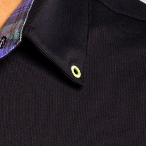 WilliamMurrayGolf Mens Polo MurrayClassicLS 001 108 003 Black On Figure Eyelet