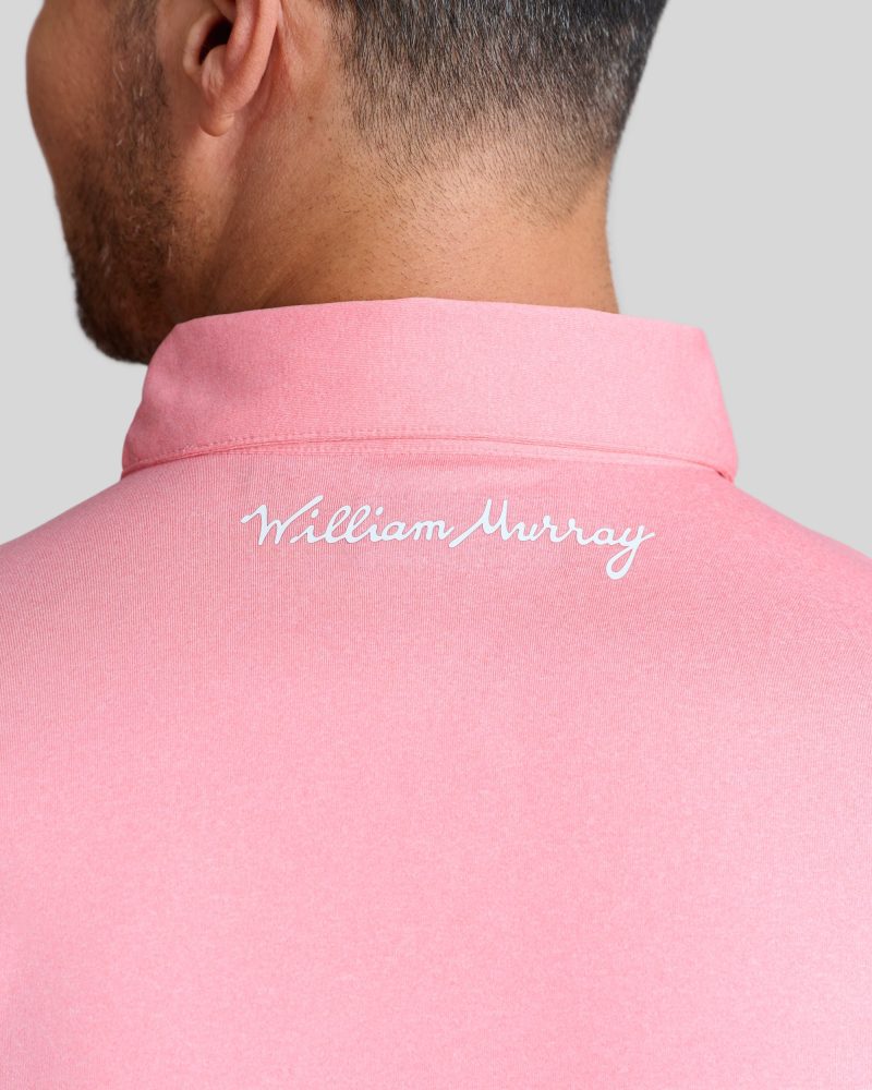 WilliamMurrayGolf Mens Polo MurrayClassic 001 101 001 HeatheredPink On Figure Script