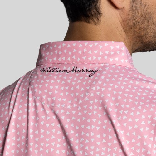 WilliamMurrayGolf Mens Polo SurfsUp 302 101 003 Pink On Figure Script