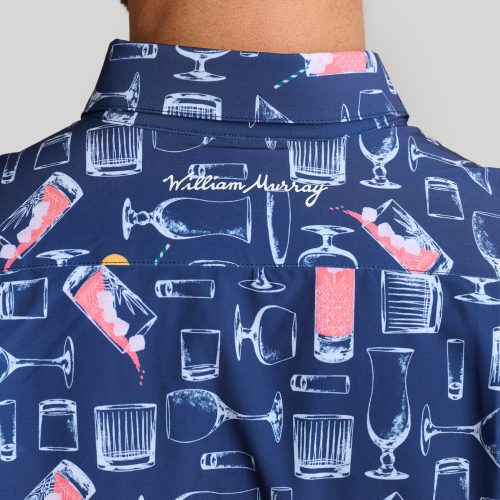 WilliamMurrayGolf Mens SSButtonDown AzaleaCocktail 367 162 004 Navy On Figure Script min