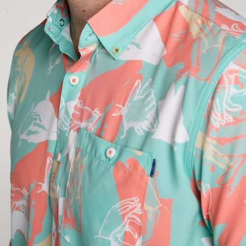 WilliamMurrayGolf Mens SSButtonDown HappyHandsClub 254 162 088 Seafoam On Figure Pocket Detail