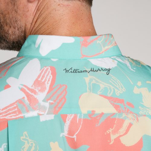 WilliamMurrayGolf Mens SSButtonDown HappyHandsClub 254 162 088 Seafoam On Figure Script