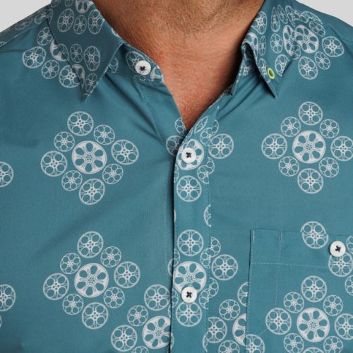 WilliamMurrayGolf Mens SSButtonDown KeepingItReal 285 162 092 Teal On Figure Chest