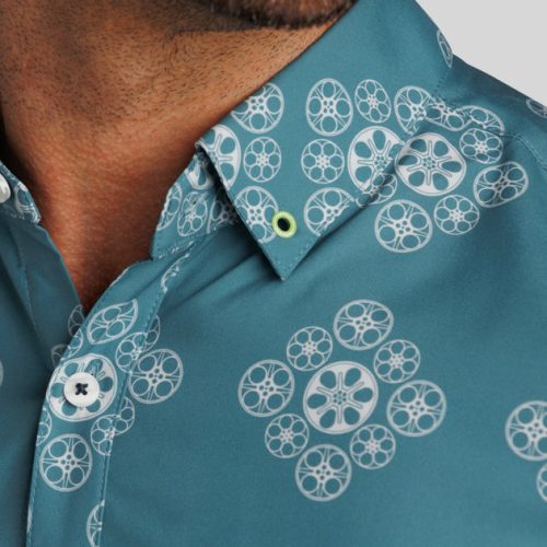 WilliamMurrayGolf Mens SSButtonDown KeepingItReal 285 162 092 Teal On Figure Eyelet