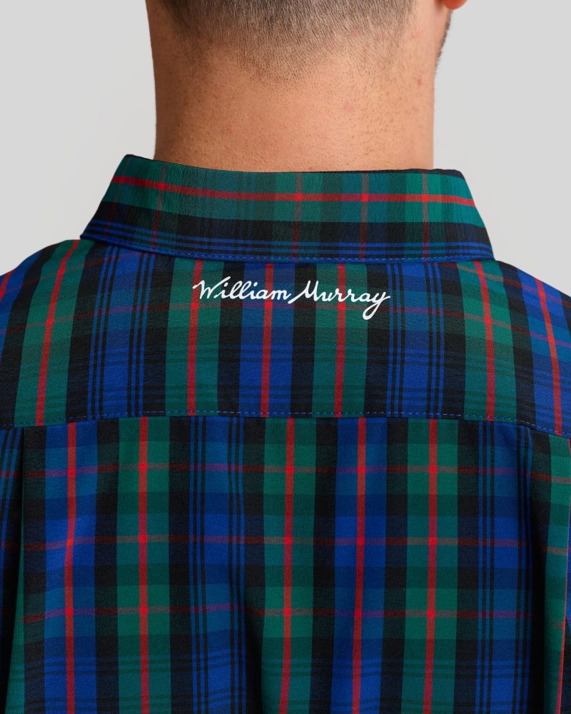 WilliamMurrayGolf Mens SSButtonDown Tartan 002 162 006 Tartan On Figure Script