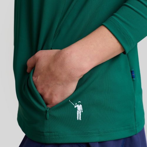 WilliamMurrayGolf Womens Outerwear ChipShotPocketPullover 001 802 003 Green On Figure Icon min