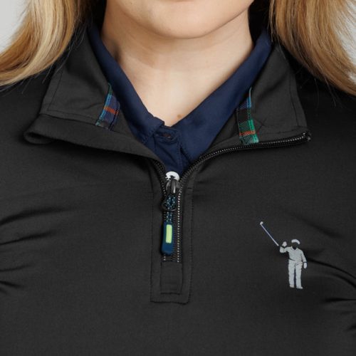 WilliamMurrayGolf Womens Outerwear ChipShotPocketPullover 001 802 103 Black On Figure Chest