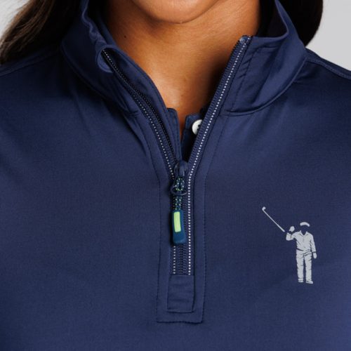 WilliamMurrayGolf Womens Outerwear ChipShotPocketPullover 001 802 103 Navy On Figure Chest