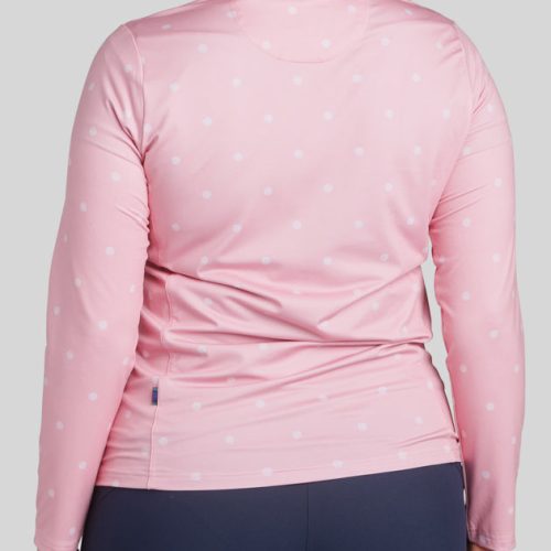 WilliamMurrayGolf Womens Outerwear DivotDotsChipShotPocketPullover 093 802 103 Pink On Figure Back