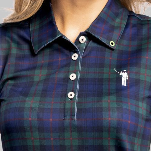 WilliamMurrayGolf Womens PoloDress DarkTartan 002 803 003 DarkTartan On Figure Chest